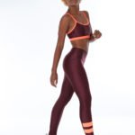 Legging Color Block - Barolo com Laranja